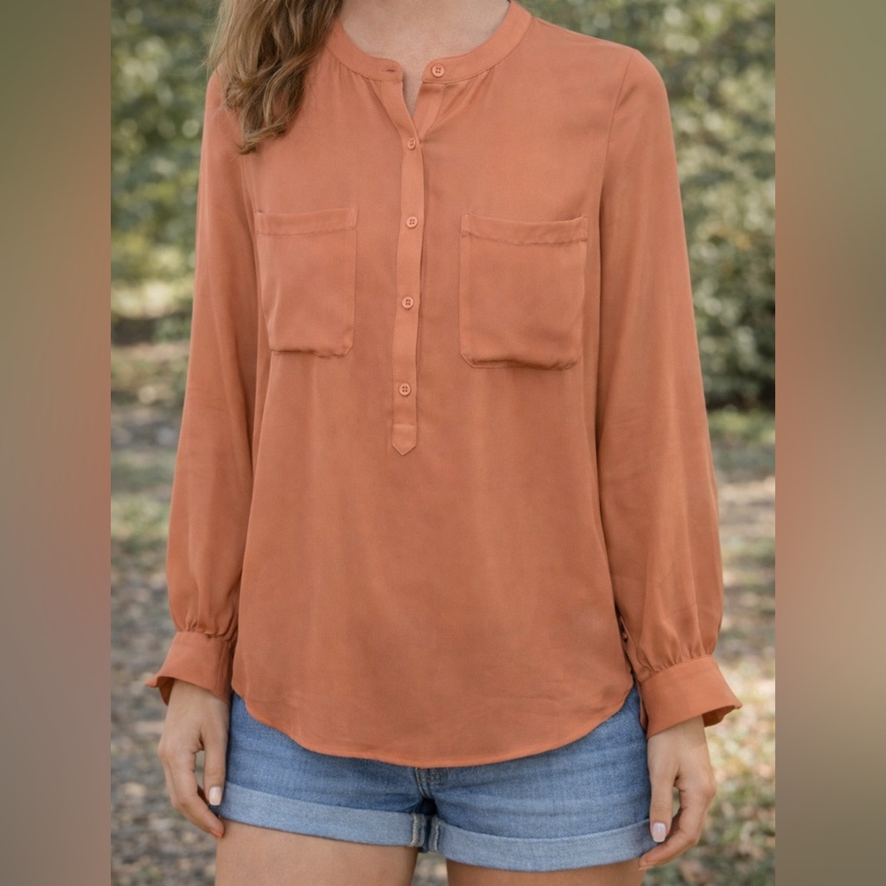 Haute Hippie 100% Silk Pocket Button Front Blouse